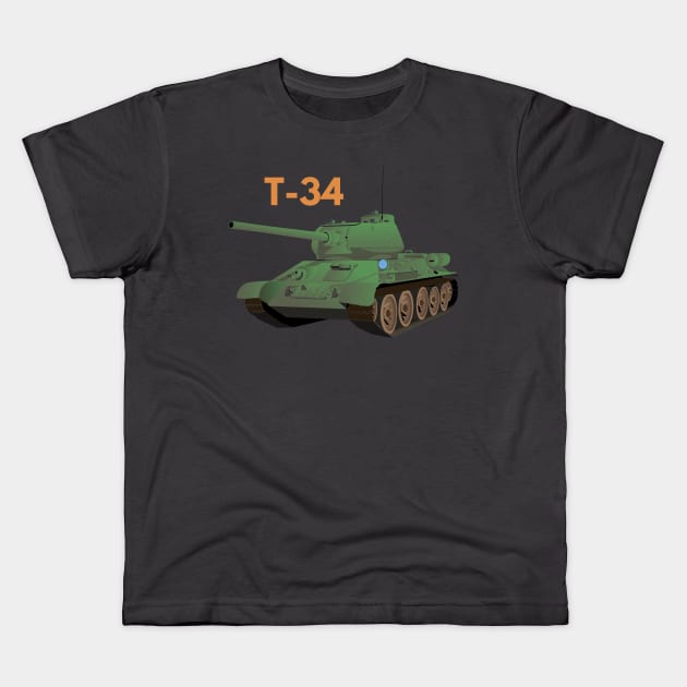 Soviet T-34 Tank Kids T-Shirt by NorseTech